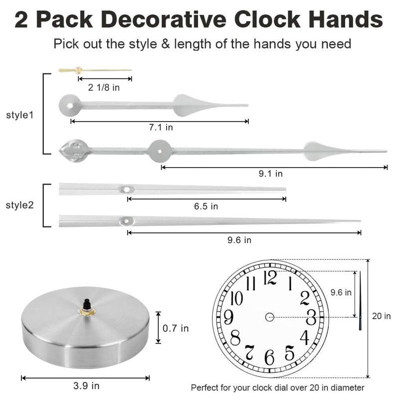 EMOON 2 Pair Hands 3D Clock Movement DIY Large Wall Clock Quartz Clock Mechanism for Home Art Decor (Silver) - Image 3